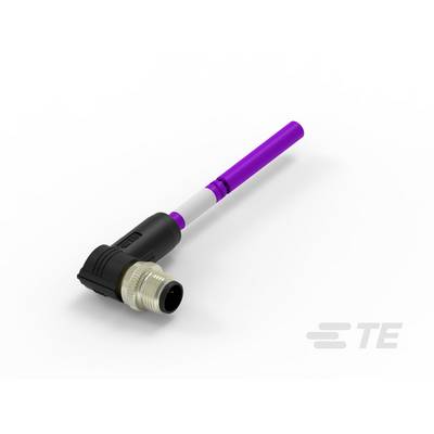 Elektronická súčiastka s čiernym puzdrom a fialovou anténou. Firemné logo 'TE' v pozadí. Používaná v komunikačnej technike.
