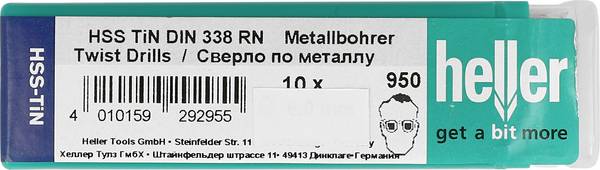 Heller 29305 1 kovový špirálový vrták, 5-dielna, 11 mm, délka 142 mm, Potiahnuté titánom, DIN 338, 5 ks