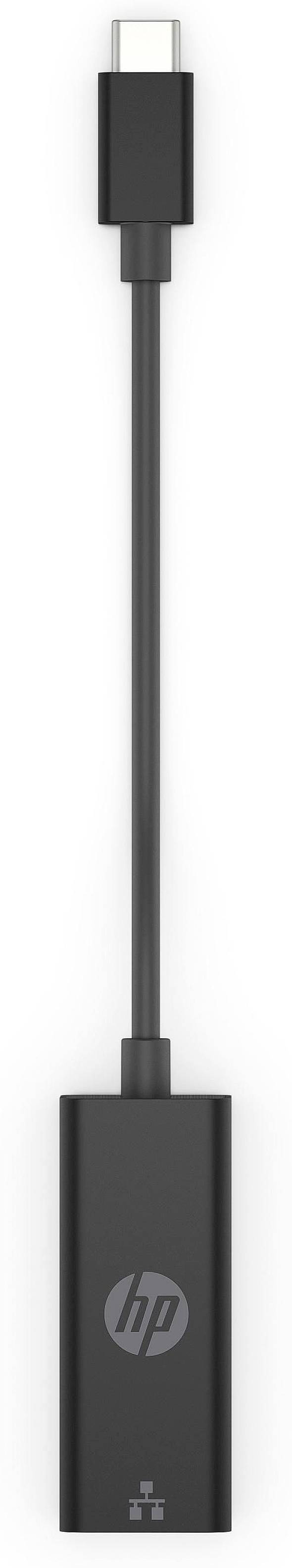USB-C na HDMI adaptér od HP v čiernej farbe, kompaktná konštrukcia. Slúži na prepojenie zariadení s USB-C s displejmi kompatibilnými s HDMI.