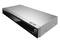 Strieborný a čierny Blu-ray/DVD prehrávač s dvoma prednými USB portami a digitálnym displejom.