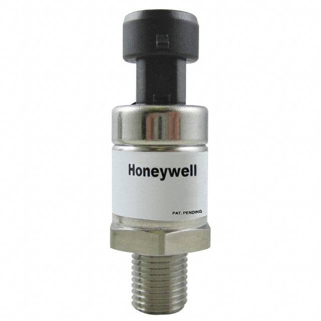Tlakový senzor od spoločnosti Honeywell s valcovým kovovým puzdrom a čiernym pripojením na vrchu, používaný pre presné merania tlaku.