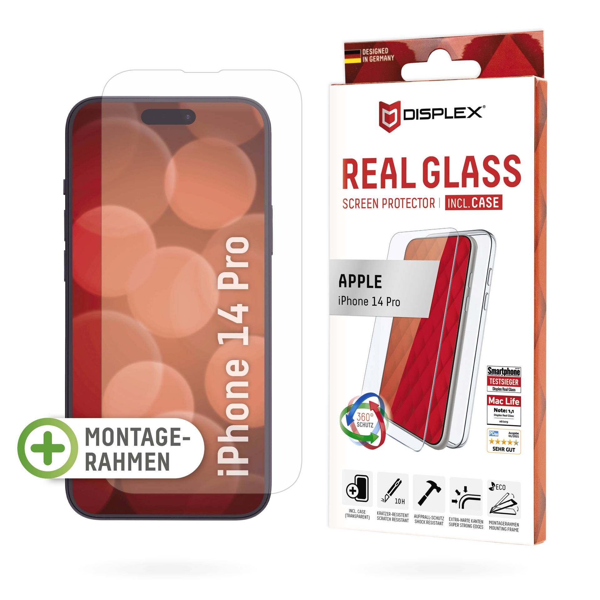 DISPLEX Real Glass + Case Vetro di protezione per display Apple iPhone 14 Pro 1 pz. 1711