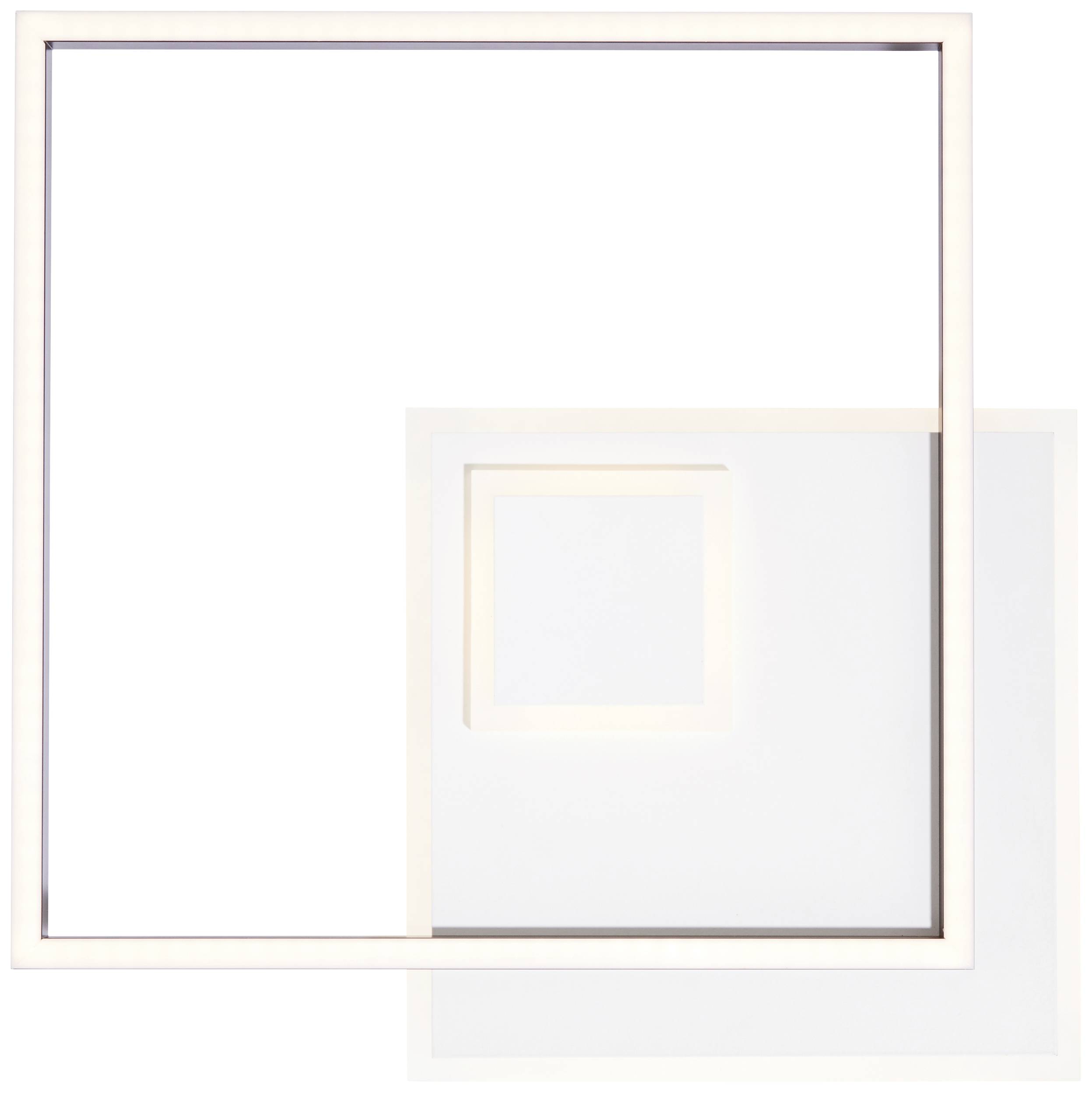 Dekoratívne moderné stropné svietidlo s prekrývajúcimi sa obdĺžnikmi v minimalistickom dizajne, osvetlené elegantným LED pásom.