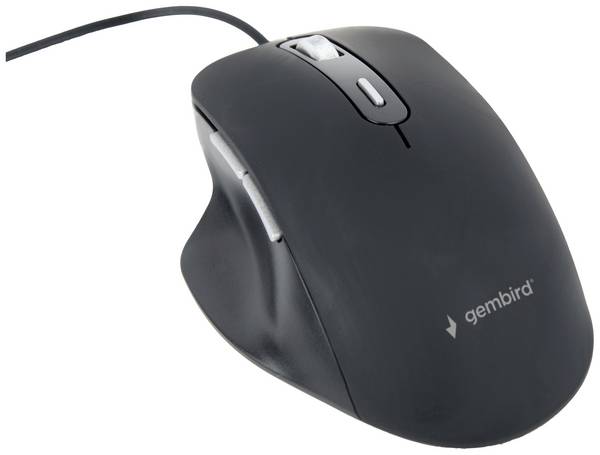 Gembird  optická myš, prenos káblový, 6 tlačidlo, 1200 dpi, 1800 dpi, 2400 dpi, 3600 dpi, čierna