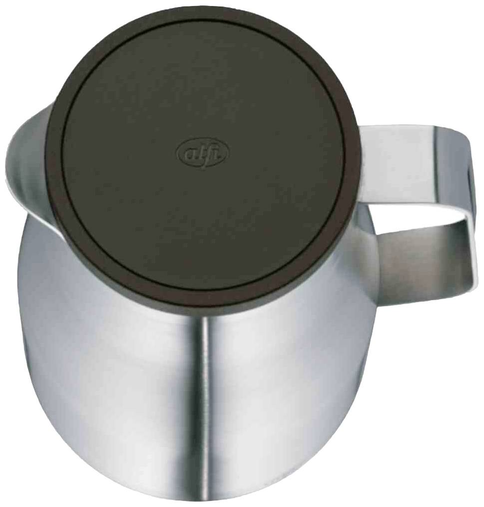 Nerezová termovka s uzatvárateľným vekom a bočnou rukoväťou, vhodná na horúce nápoje.