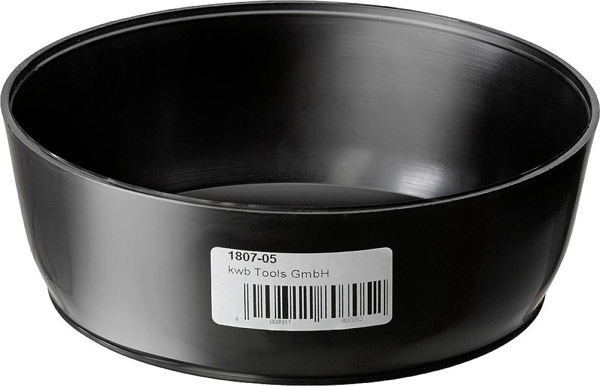 Čierna miska s bielou etiketou, na ktorej je uvedené '1807-05, kwb Tools GmbH' a čiarový kód.