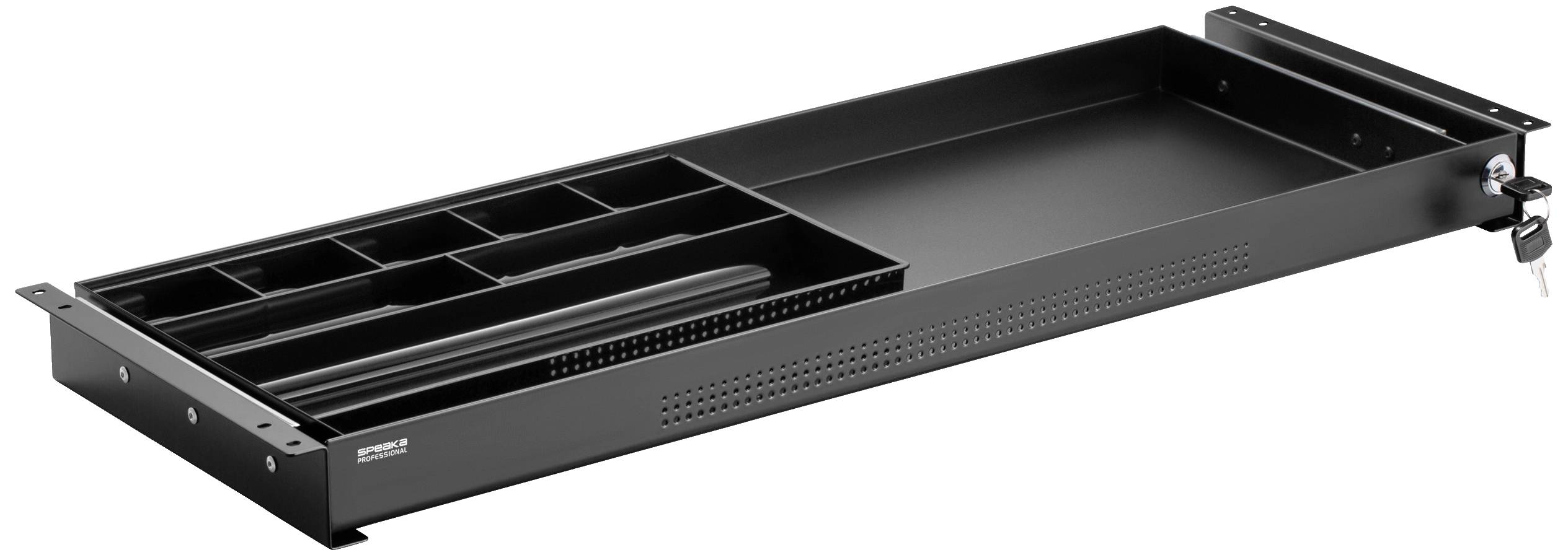 SpeaKa Professional SP-10938492 Cassetto sotto il tavolo 740 mm x 272 mm chiusura a chiave Range Altezza: 50.8 mm (max) Nero