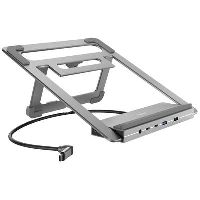 Stojan na notebook s integrovaným USB-C hubom, viacerými portami a nastaviteľným dizajnom pre ergonomickú prácu.