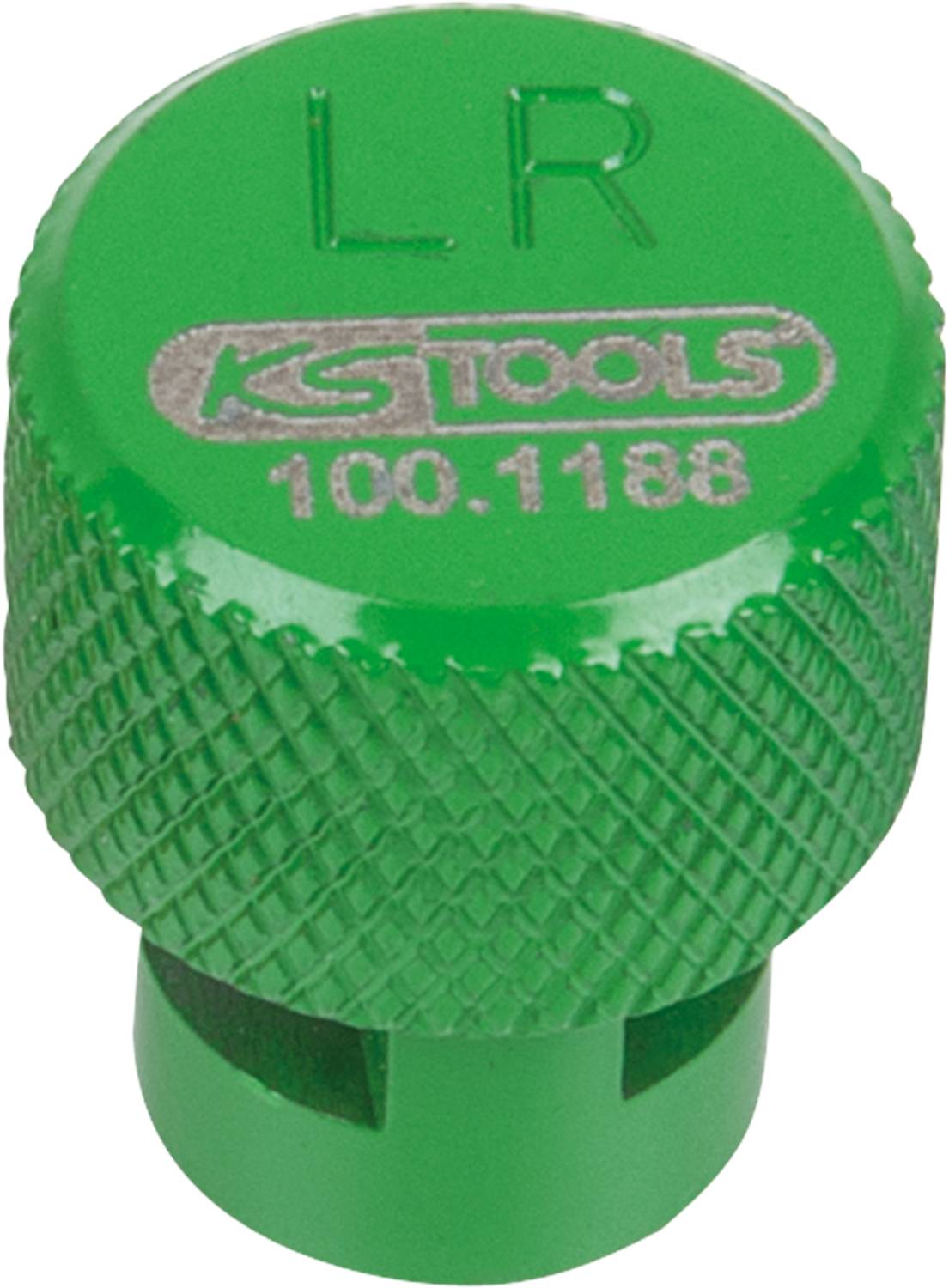 Zelený nástavec na náradie s nápisom 'LR', 'KSTOOLS' a '100.1188'. Vrúbkovaný povrch pre lepšie uchopenie.
