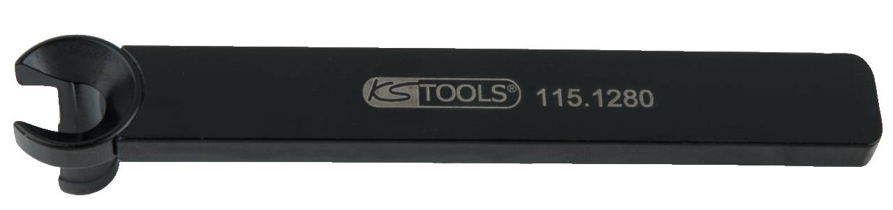 Čierny kľúč na náradie s nápisom 'KS TOOLS 115.1280', umiestnený na bielom pozadí. Vhodný pre špecifické technické aplikácie.