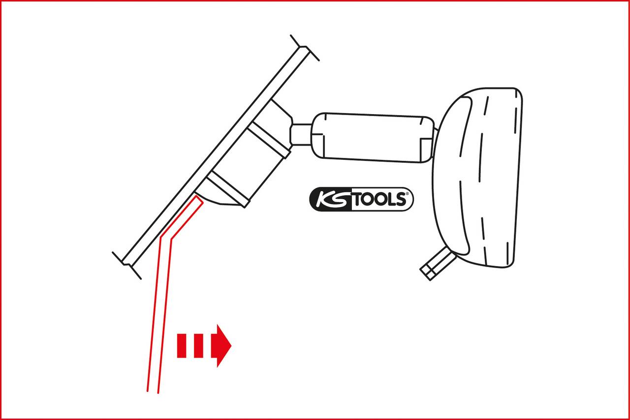Diagram vŕtačky KS Tools so šípkou znázorňujúcou smer otáčania.