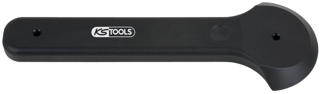 Čierny hákový kľúč od KS Tools s dvoma otvormi a guľatou hlavou, často používaný na uťahovanie alebo uvoľňovanie skrutkových spojov.