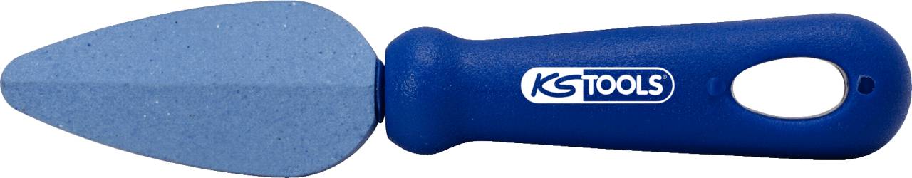 Modrá ručná stierka s ergonomickou rukoväťou, vhodná pre opravárenské a stavebné práce, s logom 'KS Tools' na rukoväti.