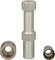 Valcový kovový nástroj s vrúbkovanou rukoväťou. Vedľa ležia dva okrúhle kovové nástavce s otvormi rôznej veľkosti.
