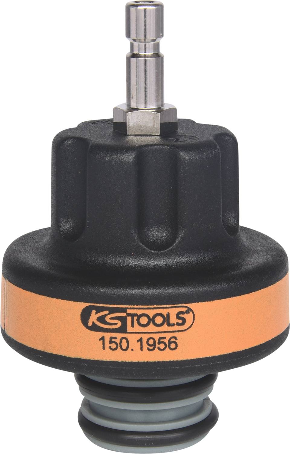 Čierny nástavec na náradie s logom KS Tools a číslom '150.1956'; valcovitý tvar, kovový hrot na vrchu, určený pre mechanické použitie.