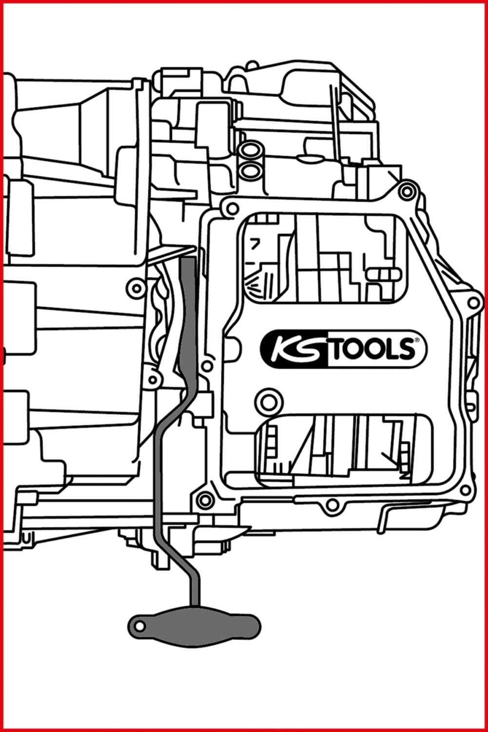 Technický výkres prevodovky. Vpravo je vidieť logo 'KS Tools'.