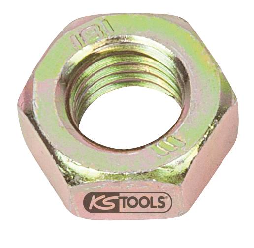 Šesťhranná kovová matica so závitom vnútri, logo 'KS TOOLS' je zreteľne viditeľné.
