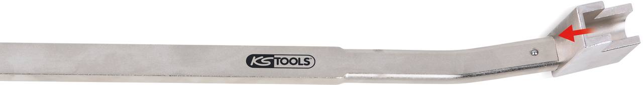 Kovový príklepový nástavec s výrazným, širokým koncom a integrovanou klinovou funkciou. Vytlačené logo 'KS Tools'.