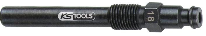 Čierny závitník s nápisom 'KS TOOLS' a číslom '18'. Slúži ako nástroj pre presné závitové práce.