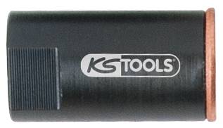 Čierny nástrčný kľúč od KS Tools s vrúbkovaným povrchom, medenou hlavicou a logom značky. Používaný pre remeselné práce.