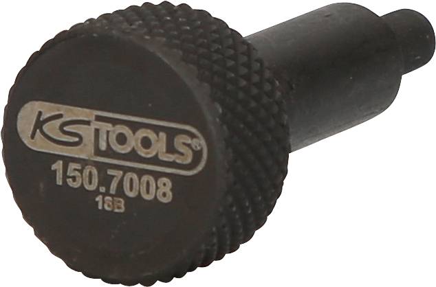 Čierny okrúhly kovový nástavec so štruktúrovaným povrchom, s nápisom 'KS Tools 150.7008 16B'. Príslušenstvo nástroja.