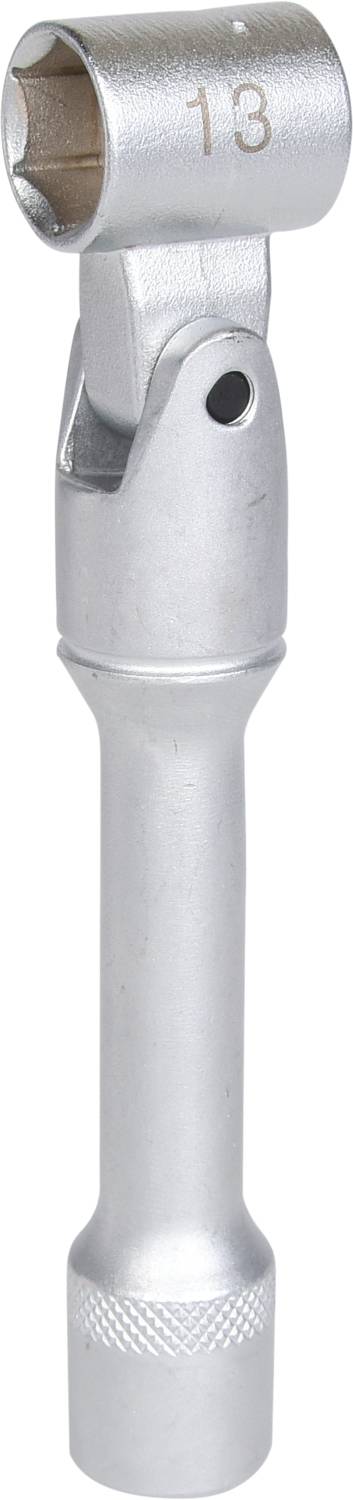 Kĺbový kľúč z kovu s 13 mm šesťhrannou hlavicou.