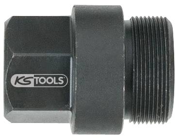 Čierne šesťhranné náradie, pravdepodobne skrutkovací adaptér, s logom 'KS TOOLS'.