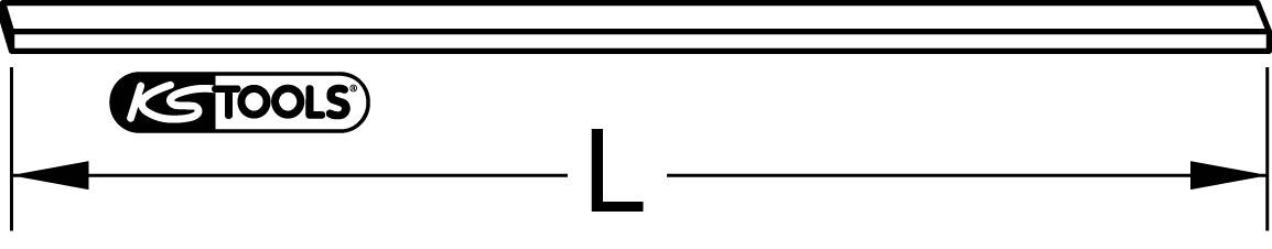 Kresba dlhého kľúča s logom 'KS Tools' vľavo. Dvojitá šípka s označením 'L' zobrazuje dĺžku.