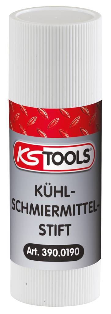 Valcový kolík s nápisom 'KS TOOLS Chladiaci a mazací kolík Art. 390.0190'. Balenie obsahuje červené a sivé prvky.