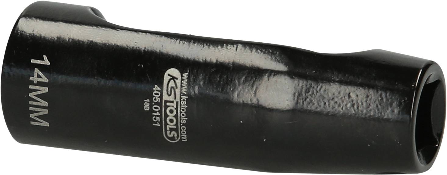 Nástrčný kľúč v čiernej farbe s bočnou potlačou '14MM', firemnou značkou a číslom na povrchu.