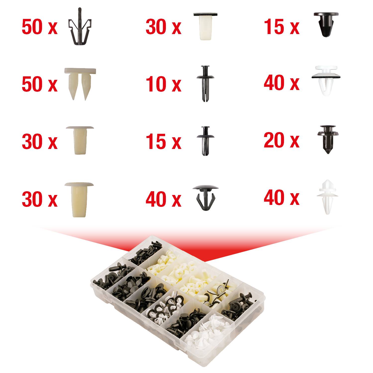 KS Tools 420.0500 Kit clip di fissaggio per Mitsubishi, 370 pz