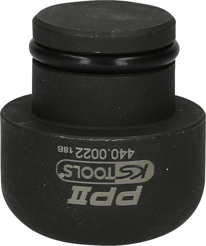 Čierna nástroj súčiastka s nápisom 'KS Tools' a 'PPI 440.0022 188', valcovitého tvaru, s tesnením na hornom konci.