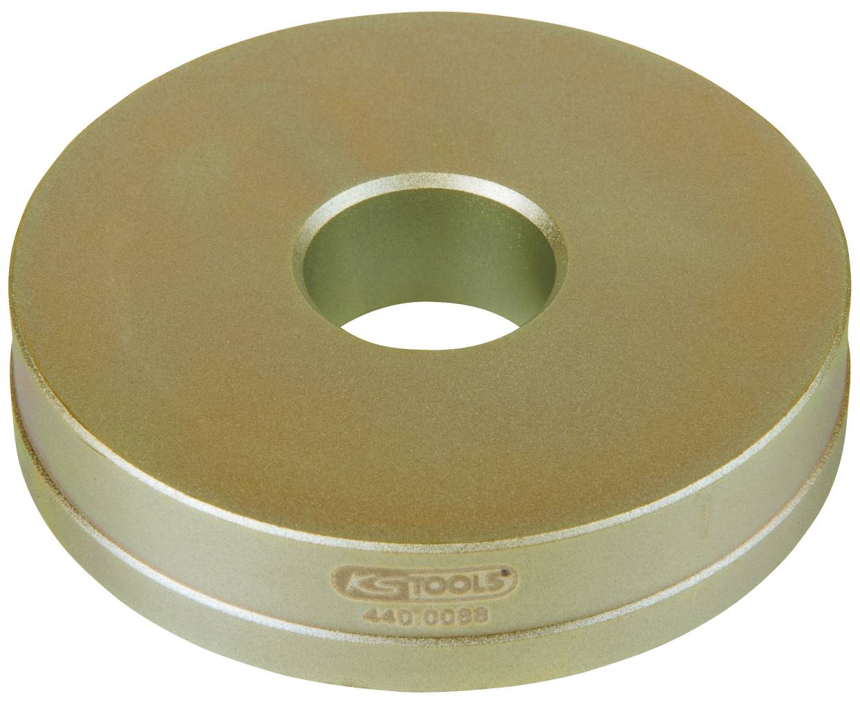 Kovový disk s centrálnym otvorom, razený s číslom a logom KS Tools. Vyzerá ako súčasť nejakého nástroja.