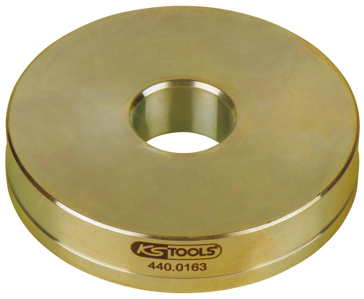 Kovový disk s otvorom v strede, na ktorom je vyryté logo 'KS Tools' a číslo '440.0163'.