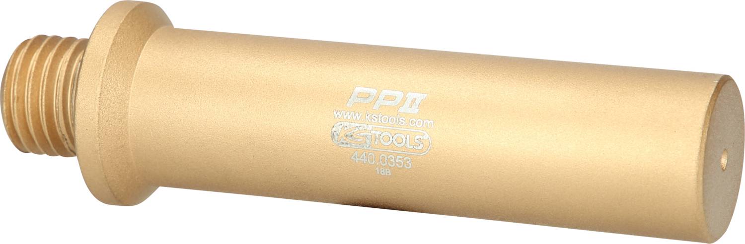 Kovový ochranný kryt so závitom a vyrytým nápisom 'PPII SS TOOLS'. Používa sa na tesnenie alebo ako súčasť nástroja.