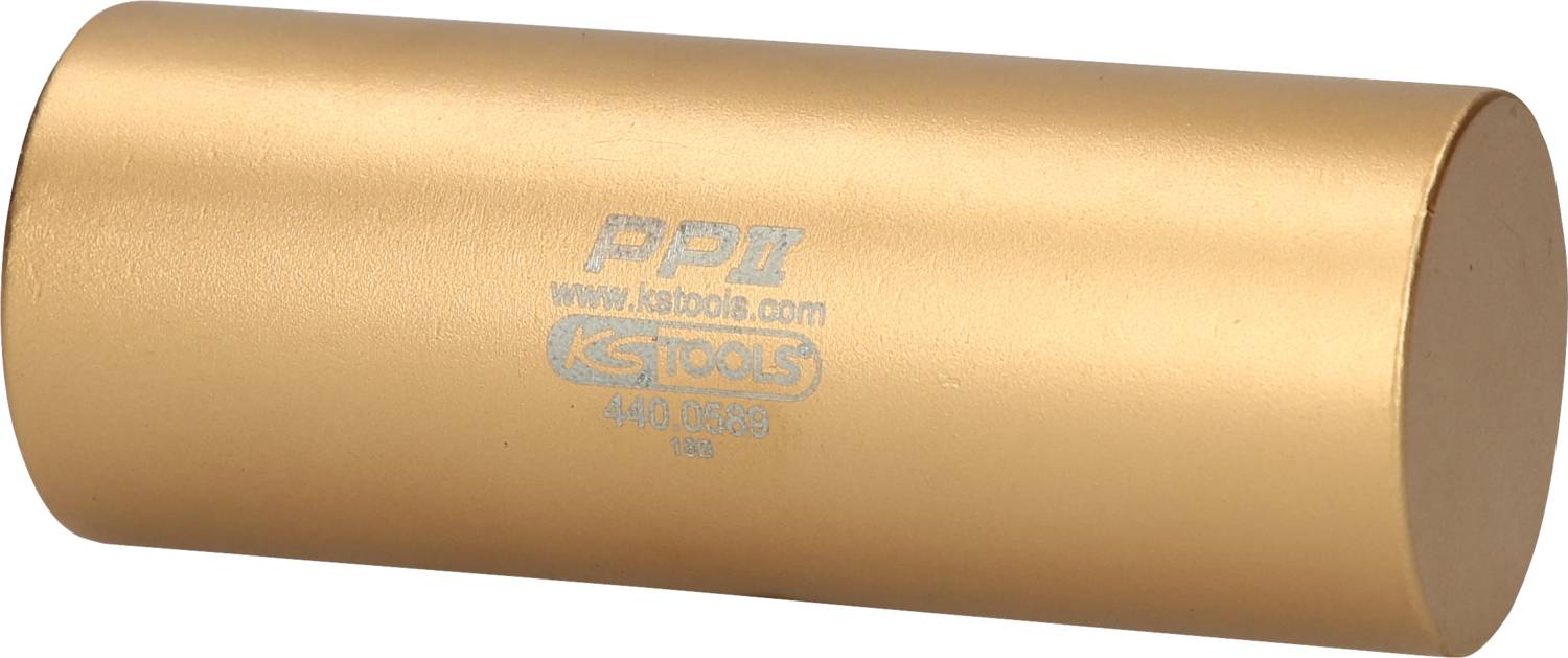 Zlatý valcovitý predmet s nápisom 'KS Tools'.