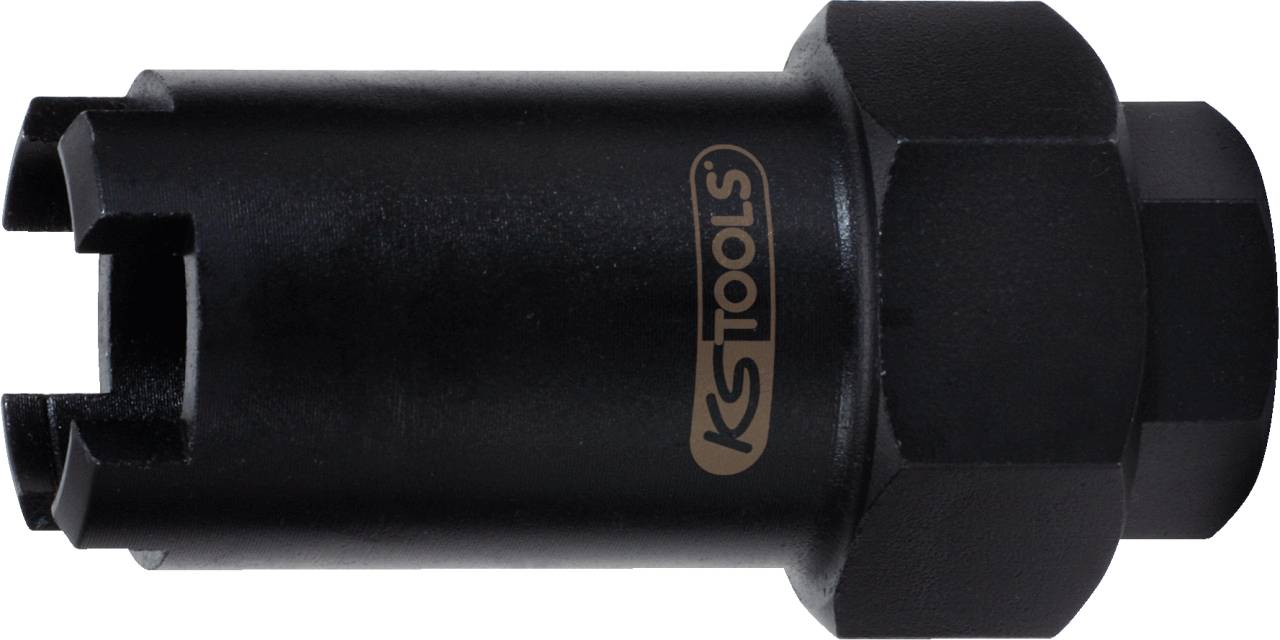 Čierne reťazové kolo - nástroj od KS Tools, valcovitého tvaru so semi-drážkovaným koncom, určený na odstránenie reťazových kolies bicykla.