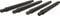 Štyri podlhovasté, čierne kovové tyče ležia vedľa seba rovnobežne. Každá tyč má závit na jednom konci.