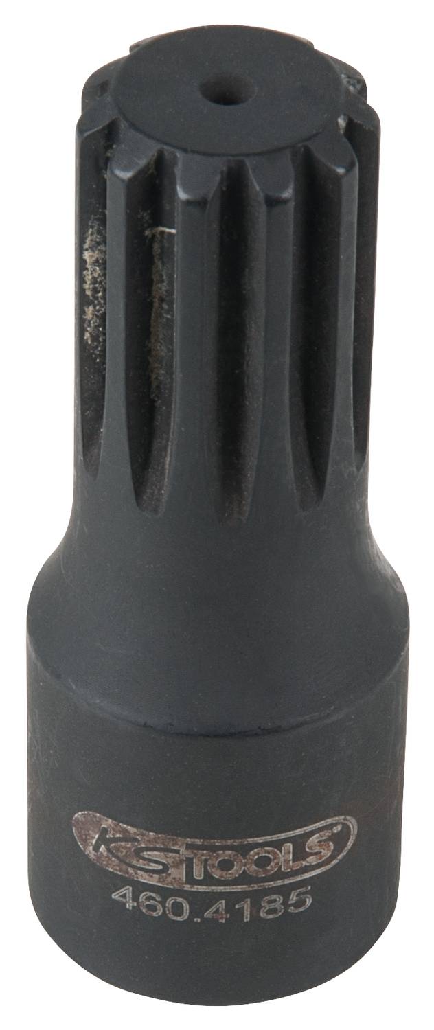 Dvanásťzubový kľúč, čierny kov, pre mechanické aplikácie. Označenie: 'KS Tools 460.4185'.
