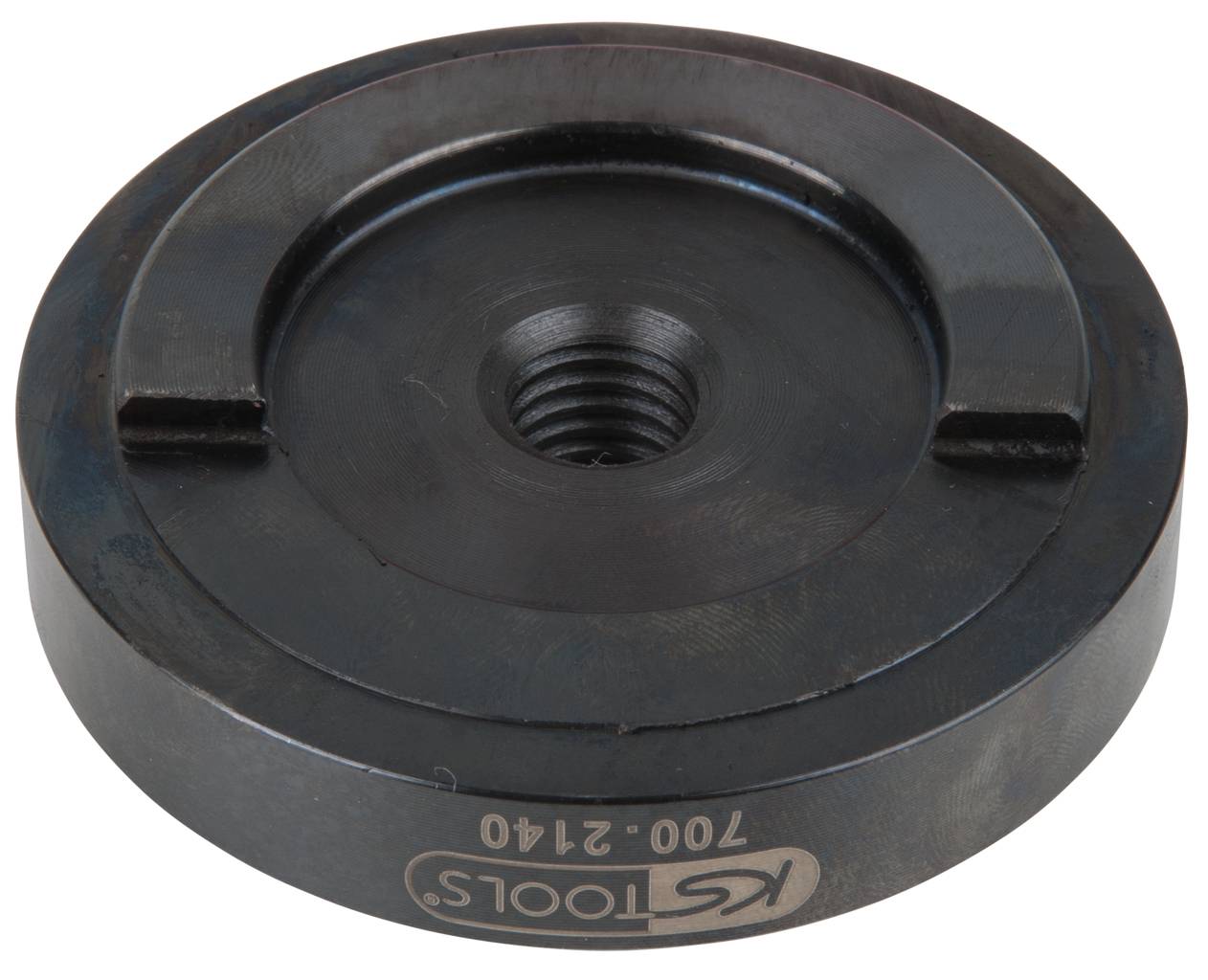 Okrúhly kovový disk so stredovým závitom a nápisom 'KS TOOLS 700.2140'.