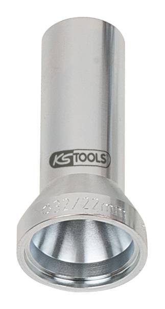 Štítok s nápisom 'KS Tools', veľkosť 32/27 mm, lesklý, valcovitého tvaru.