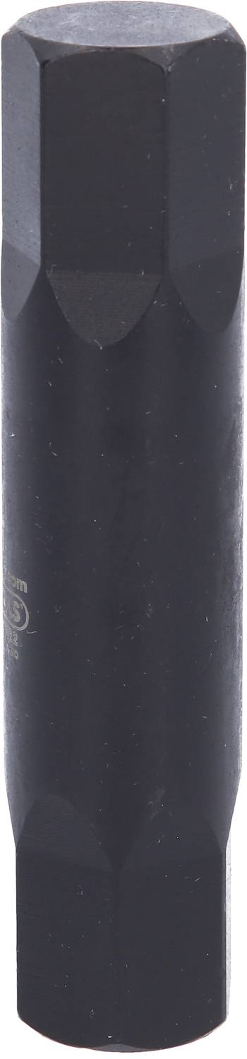 Čierny, valcovitý kovový adaptér s šesťhrannou hlavou a šesťhranným driekom, pravdepodobne určený pre nástroje alebo stroje.