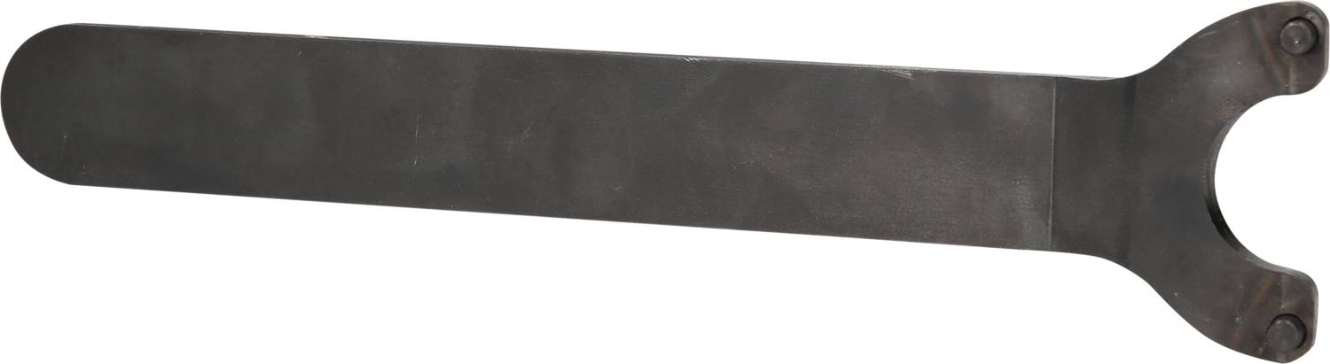 Dlhší, plochý kovový kľúč so zaklenutým koncom, vhodný pre špeciálne mechanické aplikácie.