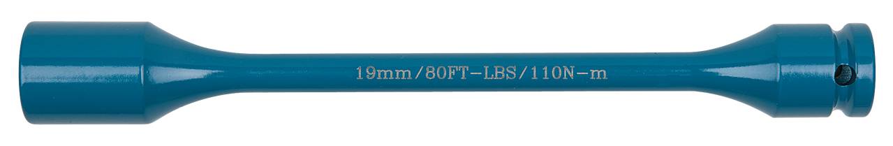 Modrý momentový kľúč s nápisom '19mm 80FT-LBS 110N-m'.