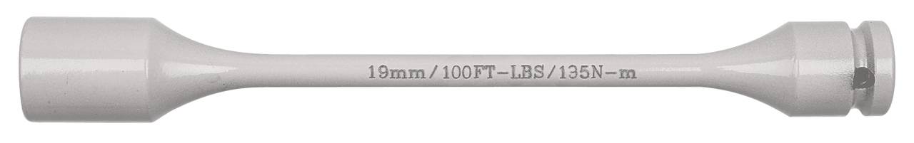 Predlžovacia nástavec na momentový kľúč s nápisom '19mm / 100T - LBS / 183N·m', pravdepodobne používaný ako nástroj v technických aplikáciách.