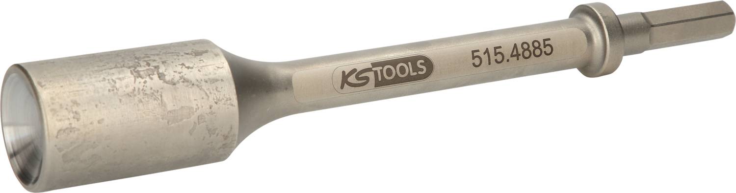 Valcový kovový držiak bitov s nápisom 'KS TOOLS 515.4885', vhodný pre rýchle upevňovacie práce.