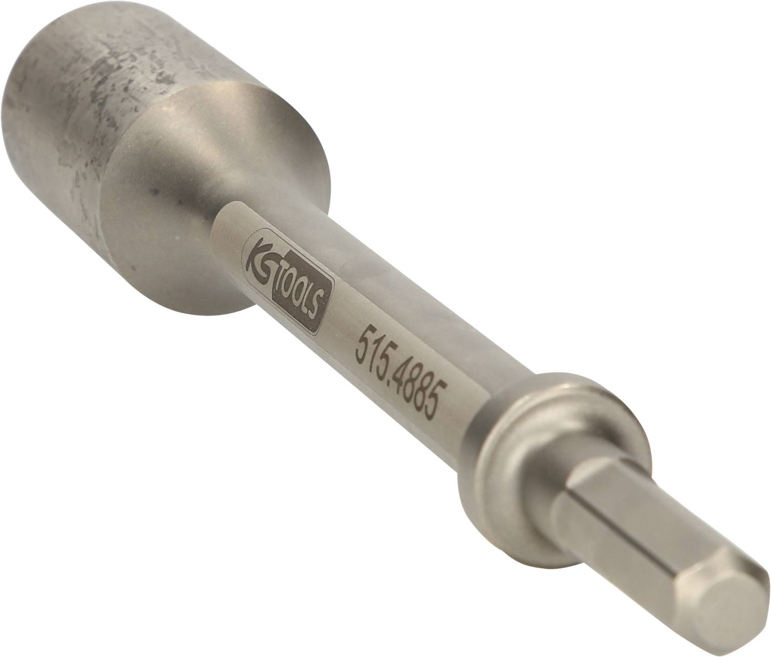 Kovový vrták so šesťhrannou stopkou a výrobným označením 'K Tools 515.4885'.
