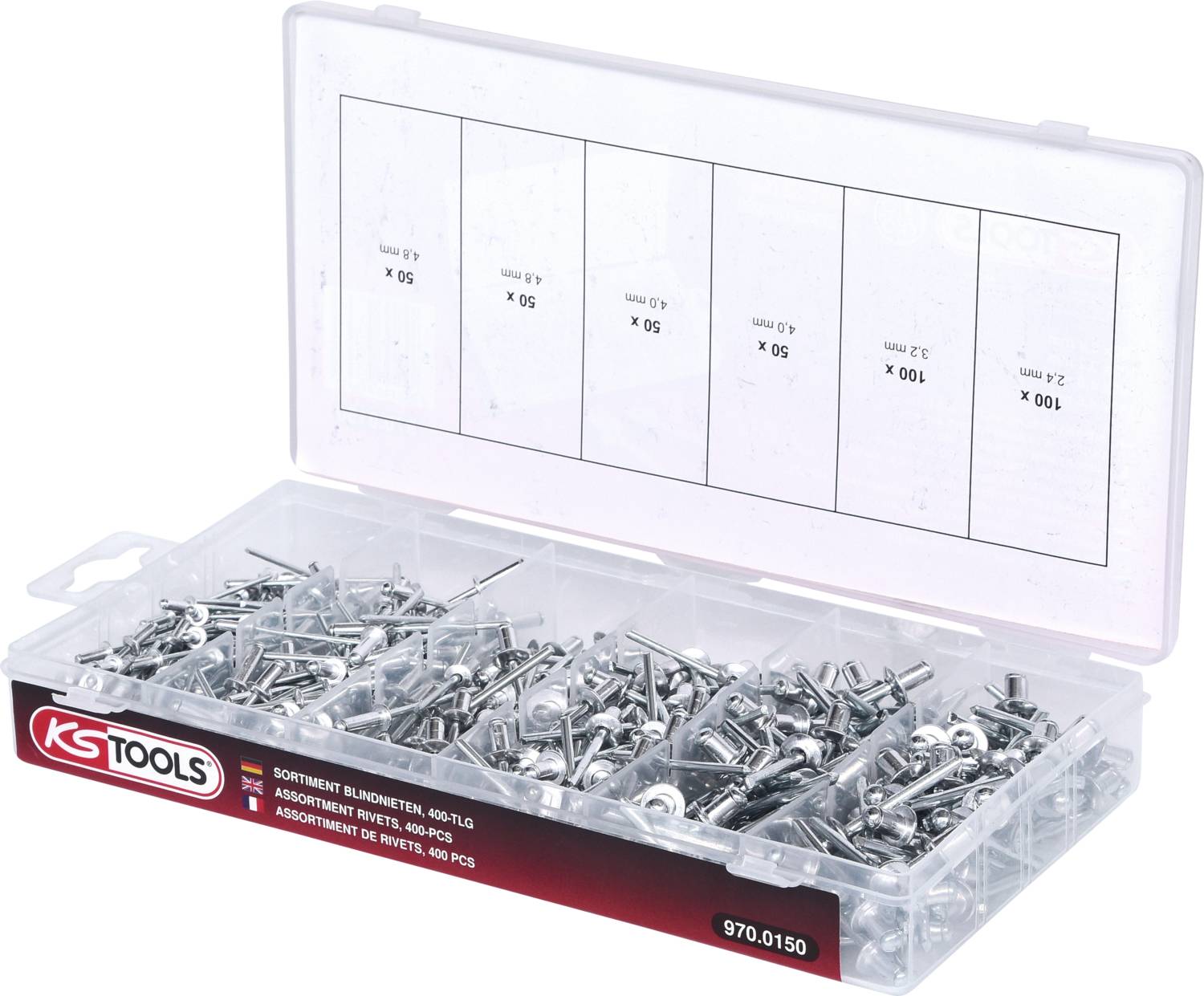 KS Tools 970.0150 Assortimento rivetti ciechi, 400 pz