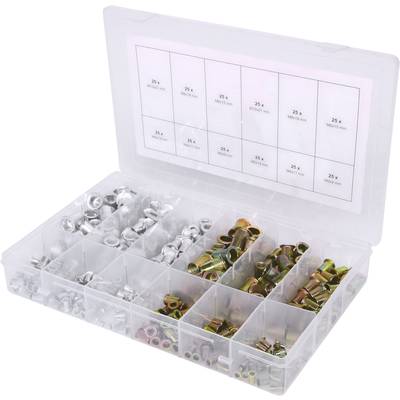 Sortiment závitových nitov, oceľ a hliník, M3x9mm-M10x21mm, 300 ks KS Tools 970.0630