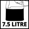 Obrázok nádoby s nápisom '7,5 litra', pravdepodobne na označenie jej objemu.